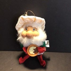 Vintage Santas Best Elf Santikins Ornament 7" Tall Posable Christmas Baker Gnome